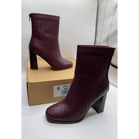 Journee Collection Shoes - Journee Collection Women's Brielle Back Heel Woven Wine Booties Size 6.5 US NWB